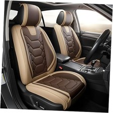 Car Seat Covers Waterproof Faux Leather Seat Covers for Cars Full Set Coffee