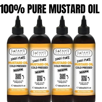 Safah's natürliches 100 % reines Senföl kaltgepresst 100 - 250 ml UK-Verkäufer