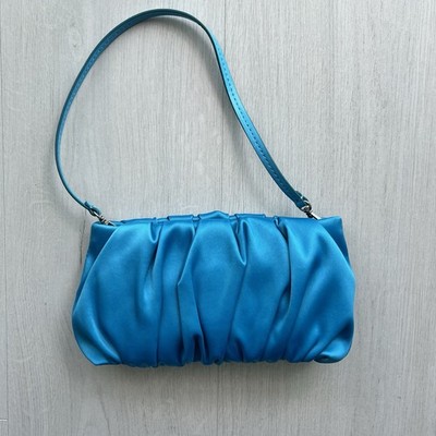 STAUD  New Bean Convertible Bag in Blue Satin
