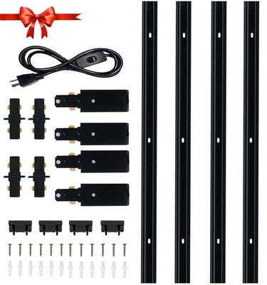 YUEMEGOU H Type Black Track Lighting Rail Kit, 13FT(3.28 * 4) Track Lighting System Si...