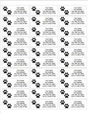 60 Custom Paw Print Pet Address Labels Dog Cat Animal 1" x 2.625" Free Shipping