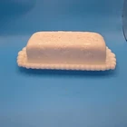 Vintage Westmoreland Paneled Grape White Milk Glass Lidded 1/4 lb. Butter Dish