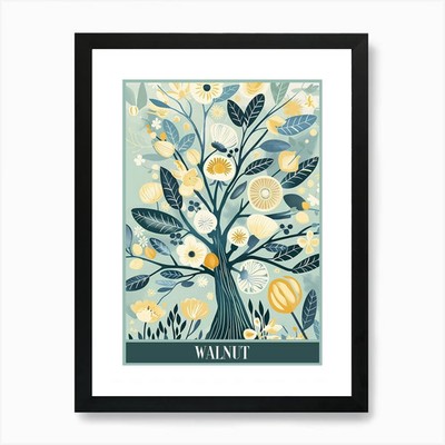 Walnut Tree Flat Illustration 1 Pos Framed Wall Art Poster Canvas Print Picture
