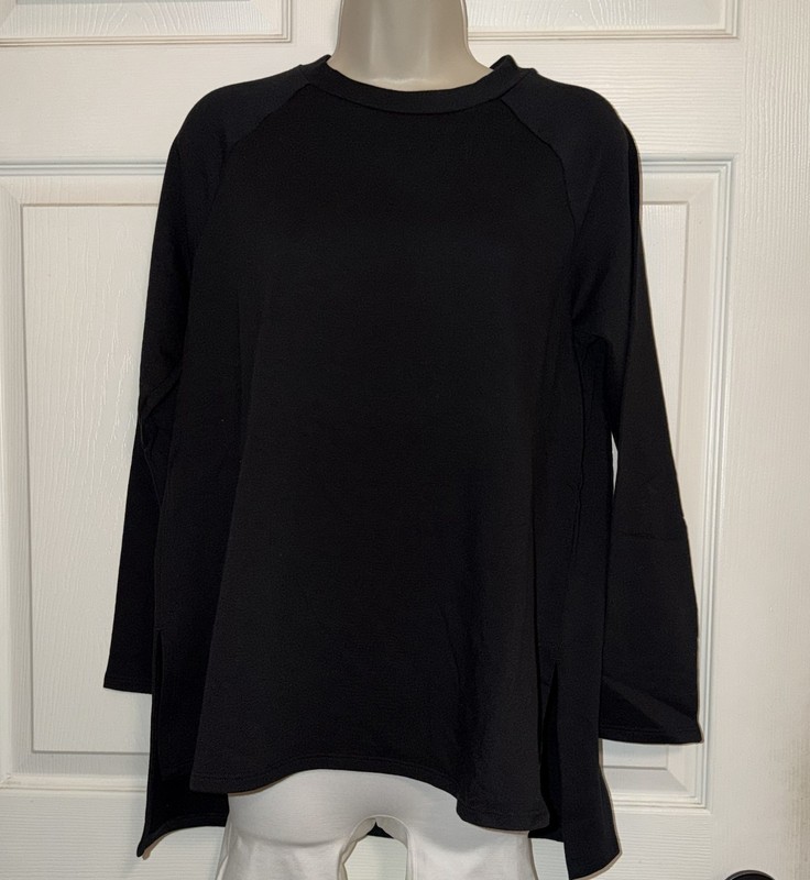 Eileen Fisher 65%Tencel/28%OrganicCotton/7%Elastane Crew Neck Top, blk,Sz PS NWT