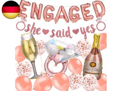 HOWAF Engaged Luftballons Verlobungs Deko, Rosegold Verlobungsballon