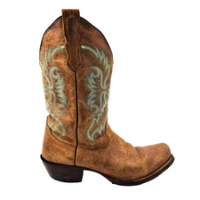 Womens 8.5 B Nocona Old West Bluebonnet Brown Leather Cowgirl Boots Cowboy 5009