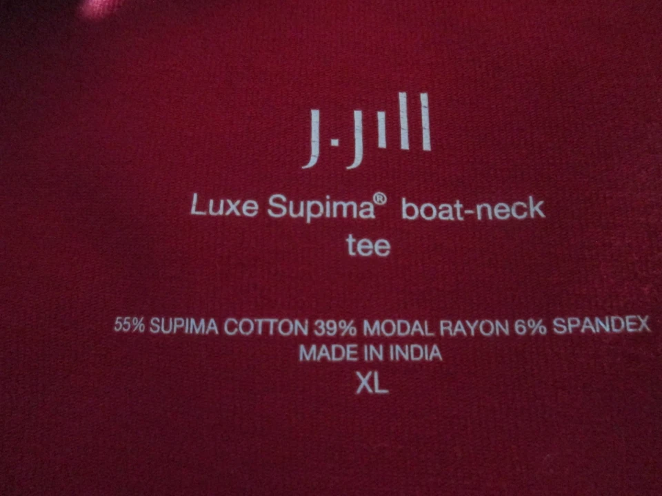 Camiseta J. Jill Luxe Supima Cuello Barco Talla XL Rojo Vino Elástico Pullover Mangas Largas Foto 3 de 4