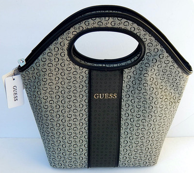 GUESS SUMA TRAVEL/EVERYDAY USE CUTOUT LUNCH TOTE BAG LOGO PU LEATHER NEW