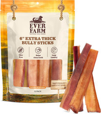 Pet Odor-Free Extra Thick Jumbo Bully Sticks for Large Dogs 6", 10 Pack   All-