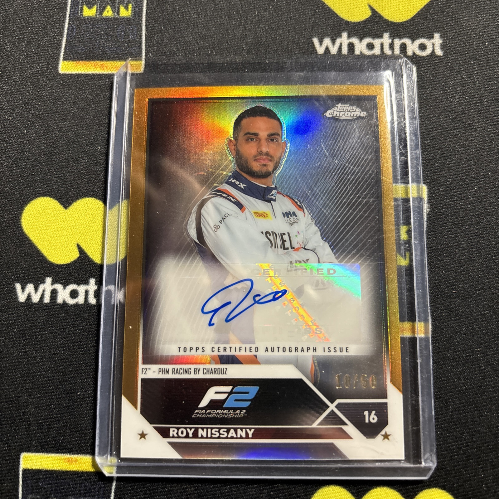2023 Topps Chrome Formula 1 F2 Roy Nissany Gold Auto /50