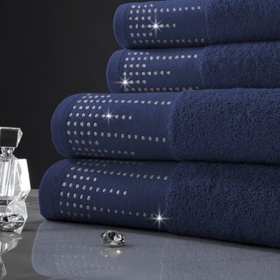 Schimmer Gesicht Handtuch Glitzer Glitzer Designer Baumwolle Gesichtstuch dunkelblau 12 Stück