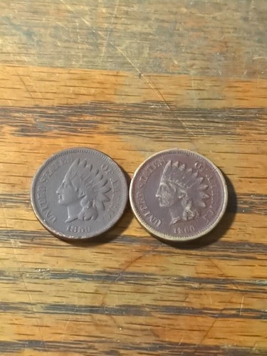 1859 1860 Copper Nickel Indian Pennies Fine Condition Some Liberty