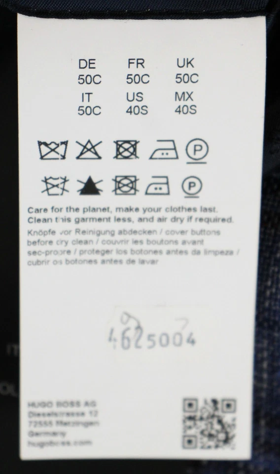 Hugo Boss Sport Coat 40 S Mens Hutson Dark Blue Plaid Wool Linen Cotton Slim Fit - Image 4 of 4