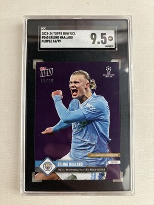 Topps 2023-24 Topps Now UCL #065 Erling Haaland Purple /99 SGC 9.5