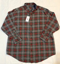 New with tags-Roundtree Yorke Men's Flannel pocket Shirt Gray /Red-check 2XL