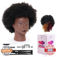 100% African Mannequin Head Human Hair, 4C Afro Curly Cosmetology, 10-inch