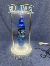 NIB BUD LIGHT BEER COOL TWIST FLOATING ALUMINUM BOTTLE LIGHT DISPLAY SIGN