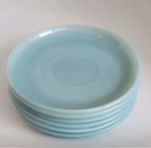Vintage Set 6 Fire-King Oven Ware U.S.A. Delphite Blue Glass Saucers 5 & 3/4"
