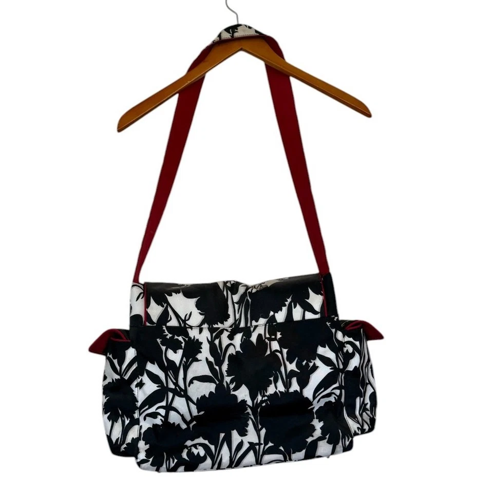 OiOi Australian Diaper Bag Mom Women Baby One Size Black Floral Canvas Messenger - Image 4 of 4