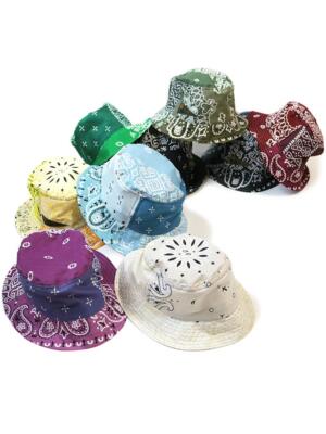 KAPITAL bandana patchwork bucket hat short brim type online