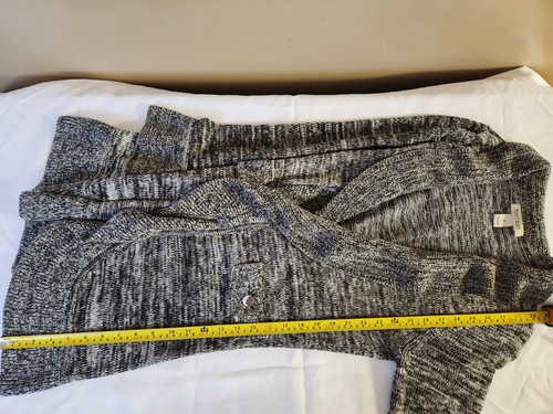 WHITE HOUSE BLACK MARKET Long Sweater Jacket Black Gray Metallic Size Med - Picture 7 of 8