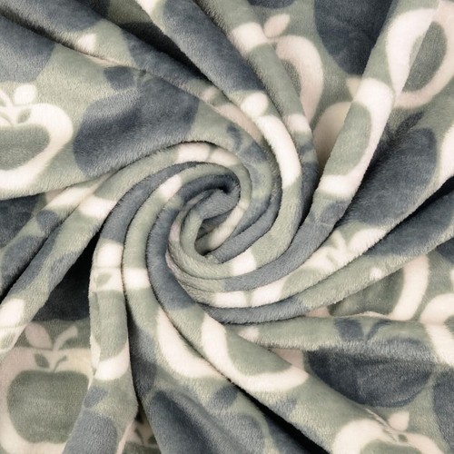 Double Sided Cuddle Fleece Fabric Material APPLES GREY - Picture 1 of 3
