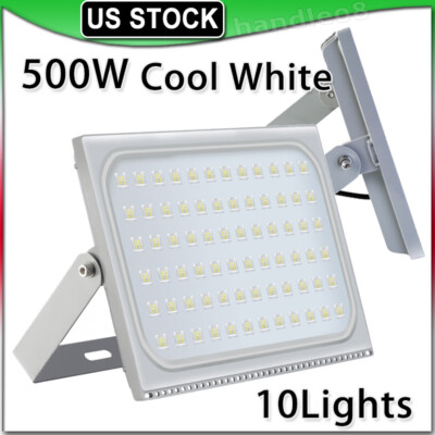 #ad 10x500W LED Flood light Cool White Arena Outdoor Garden Yard SpotLight IP65 110V $780.99