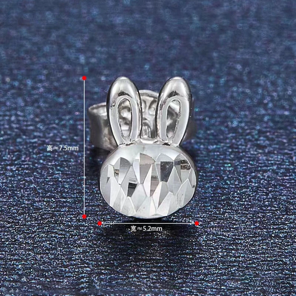 Pendientes de conejo zodiaco tallados afortunados regalo 950 platino puro 1 pieza 1,38 g Foto 3 de 4