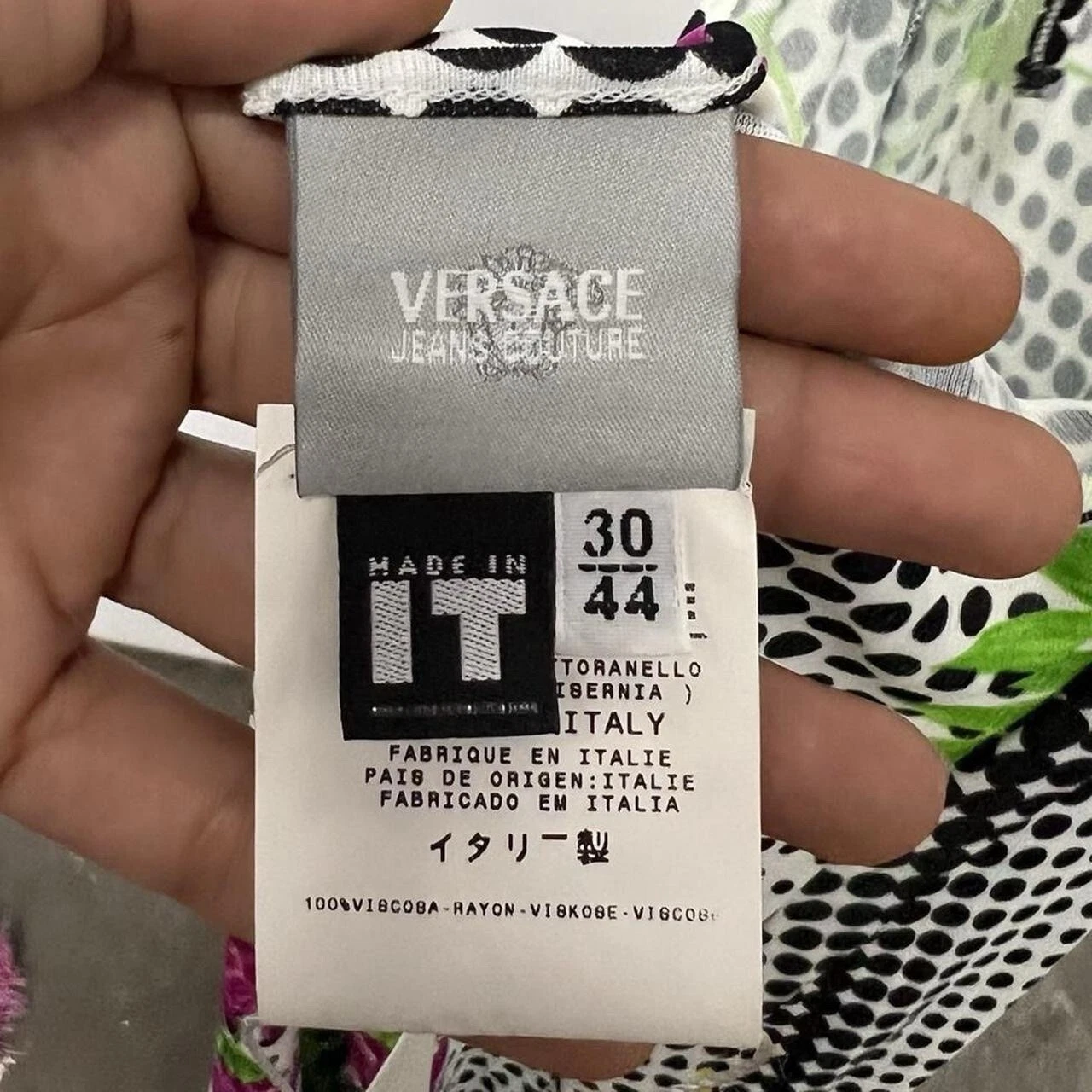 Mini abito Versace Jeans Couture anni 90 arte ottica con ferretto taglia small media