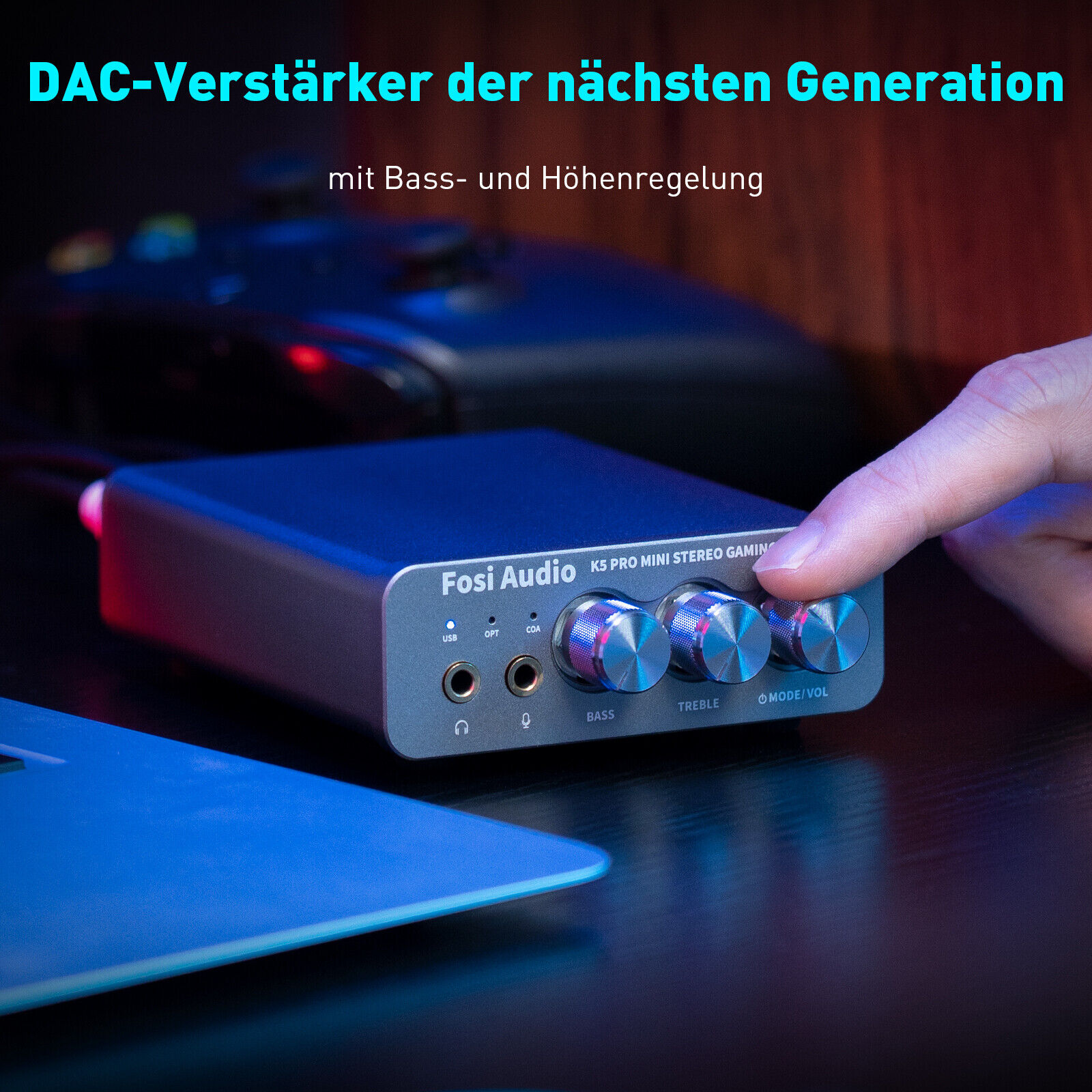 Fosi Audio K5 PRO Kopfhörer Verstärker Gaming DAC Digital zu Analog Converter