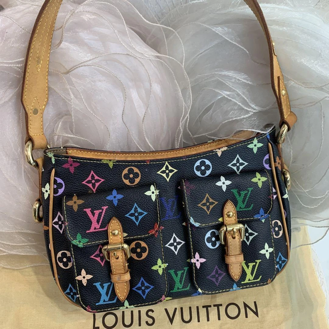 LOUIS VUITTON M40054 Multicolor Lodge PM Black Shoulder Bag Rare 