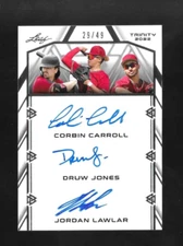 CORBIN CARROLL 2022 LEAF TRINITY SILVER TRIPLE AUT0 DRUW JONES JORDAN LAWLAR RC
