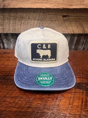 New C&B Farm + Outdoors Orange Legacy Skully Vintage Style Rope Cap Hat Cream