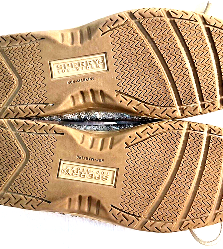 Women Sperry Top-Sider Slip On Loafers Boat Shoes SZ 5 Leather Silver Sequin - Picture 17 of 18