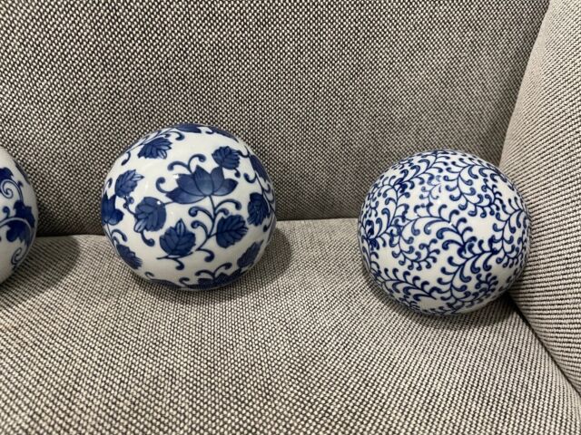 Menge Von 5 Chinesische Porzellan Blau &amp; Weiß Rund Ball Form Briefbeschwerer