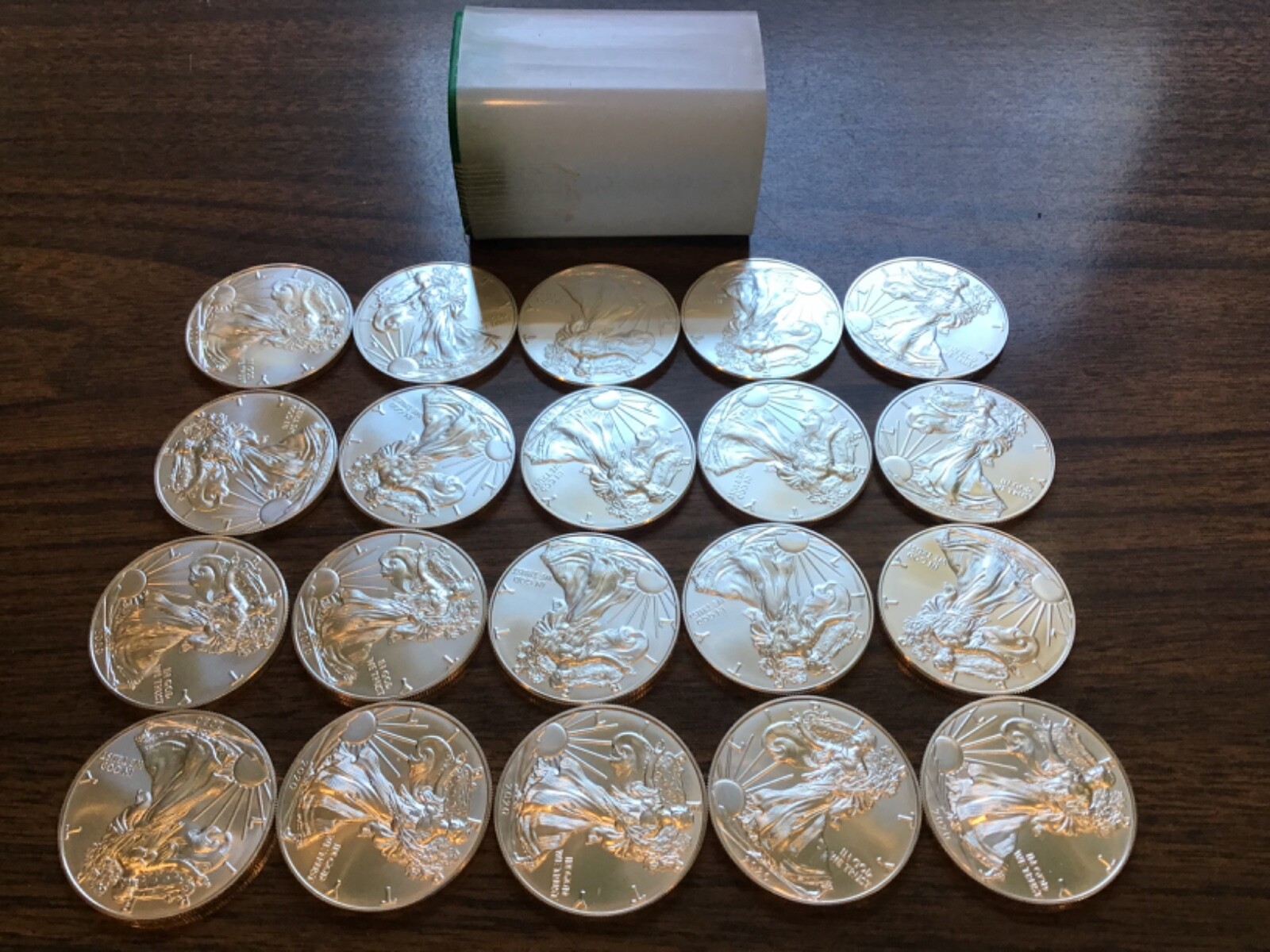 2020 Silver Eagle Roll (20) Coins CH/GEM BU .999 Tube of American Eagle Dollars eBay
