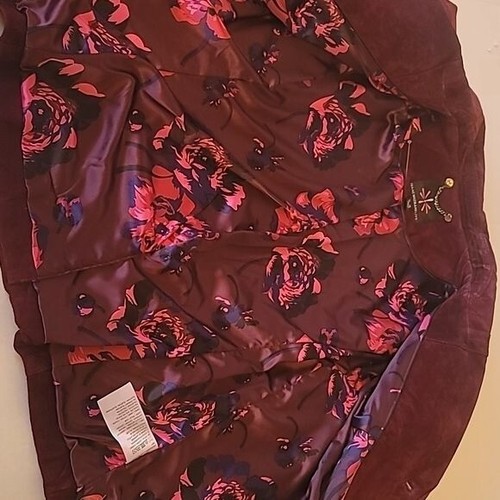 Isaac Mizrahi Live Women Moto Leather Suede Jacket Sz 14 Burgundy Wine Zipper - Picture 7 of 16