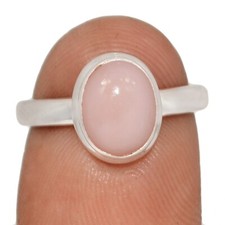 Natural Peruvian Pink Opal 925 Sterling Silver Ring Jewelry s.6 CR66635
