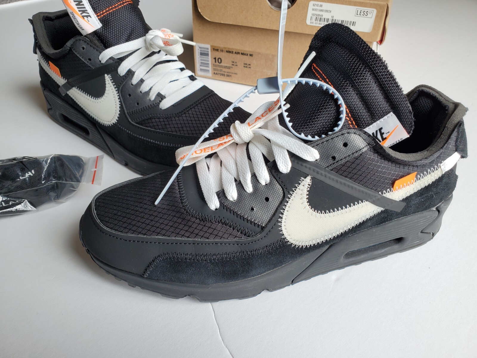 OFF WHITE X NIKE NDS taglia 10 Nike Air Max 90 x BIANCO SPORCO nero 2019 Virgil