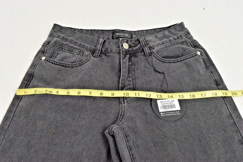 Jeans White Fox Size W30 L30 Black Acid Wash Wide Leg Mid Rise New With Tags - Picture 9 of 14