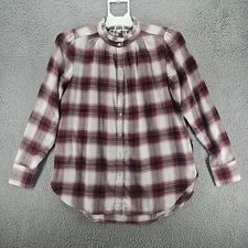 Loft Shirt Size Small Button Down Red Whtie Plaid Long Sleeve Soft - S