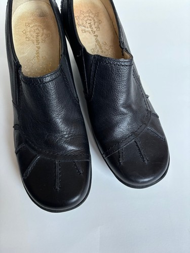 Hush Puppies Astrila Black Leather Wedge Heel Slip On Shoes Size 7 - Picture 10 of 10