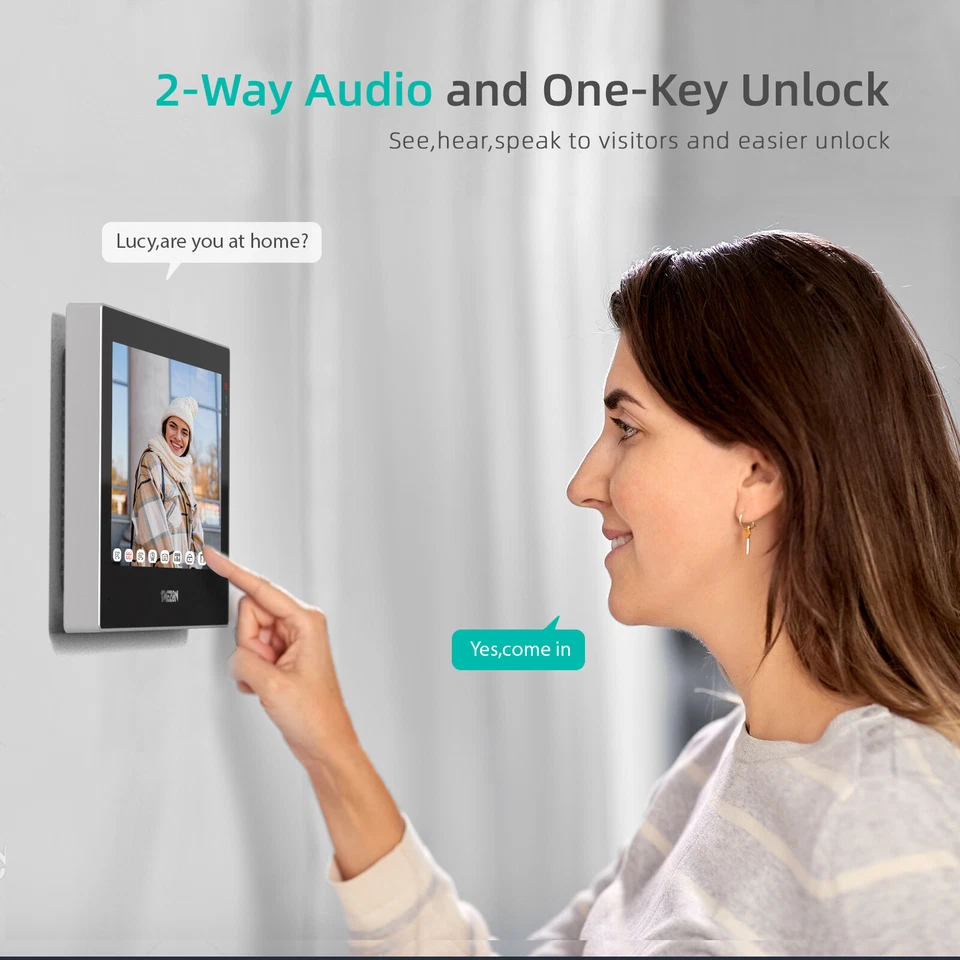 TMEZON WLAN Videocitofono 2 Fili Citofono Telecamera 4x Monitor Touchscreen RFID - Immagine 3 di 4