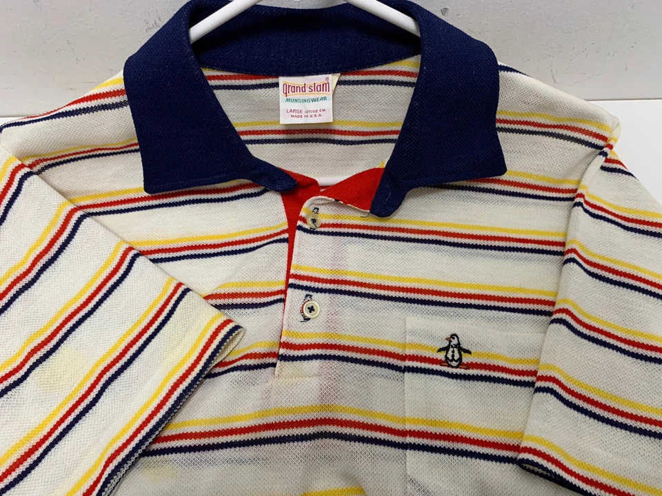 CAMISA HOMBRE VINTAGE AÑOS 70 MUNSINGWEAR GRAND SLAM RAYAS L RARA SUPREME TENNIS Foto 3 de 4