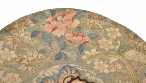 18C Chinese Silk Embroidery Textile Kesi Kossu Round Medallion Panel Moth Flower - Picture 3 of 12