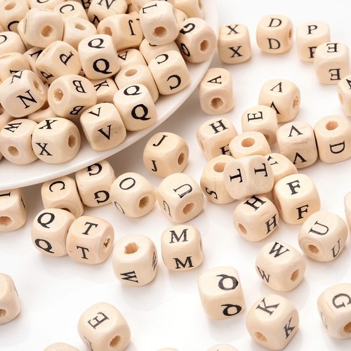100X natürliche (A-Z)Alphabet / Buchstabenwürfel Holzperlen Zwischenperlen 10mm - Bild 5 von 7
