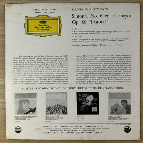 Beethoven Sinfonia #6 LP Berliner Philharmoniker Herbert von Karajan EX/EX - Picture 2 of 6
