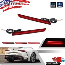 For 2020+ Toyota GR Supra Red Lens Rear Reflector Foglight Tail Brake LED Lights