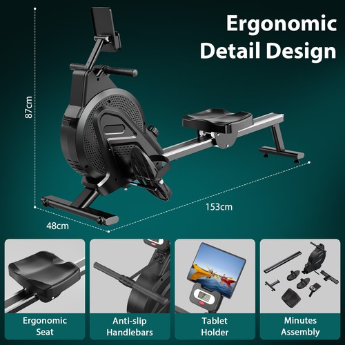 Magnetisches Rudergerät 16 Stufen Widerstand und LCD-Monitor Rowing Machine - Bild 11 von 16