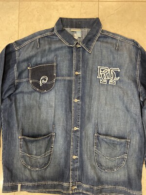 Men's Vintage Rocawear Embroidered Denim Jacket Size 4XL Blue 90's